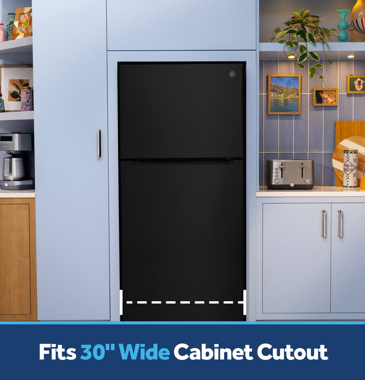 GE - 30 in. Wide 19 Cu. Ft. Freestanding Garage Ready Top Freezer Refrigerator with Bright LED Lighting - Black