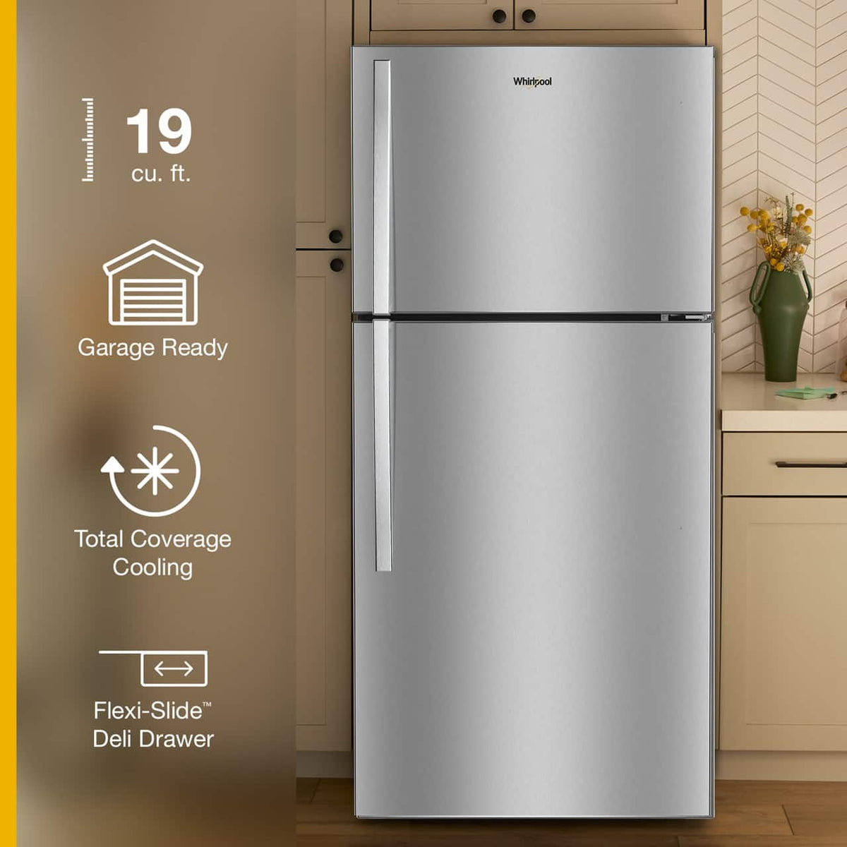 Whirlpool - 30 in. Wide 19.2 cu. ft. Top-Freezer Refrigerator with Total Coverage Cooling - Fingerprint-Resistant Stainless Finish