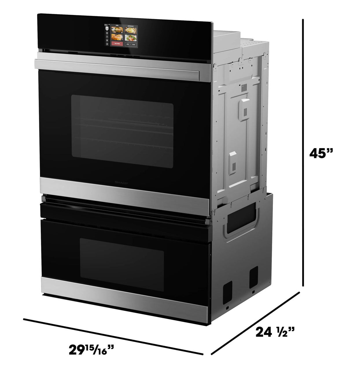 Sharp - 30 In Smart Convection Wall Oven and Microwave Drawer Combination for Single Cutout with Alexa Compatibility (SWB3085HS) - Stainless Steel