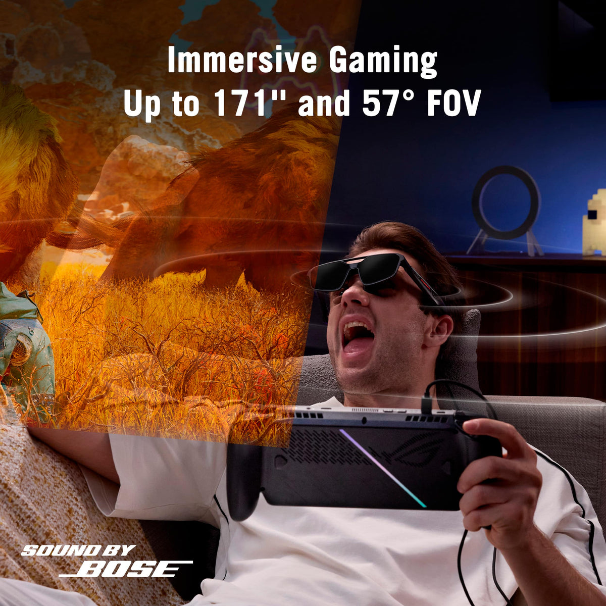 ASUS - ROG XREAL R1 Gaming AR Glasses - 171" FHD 240Hz 0.01ms for ROG Ally, PC and Console (Broad IPD 66-75mm) - Black