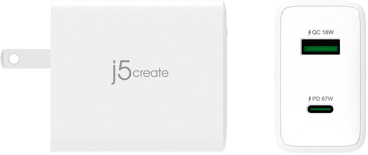 j5create - 67W GaN USB-C® 2-Port Charger - White