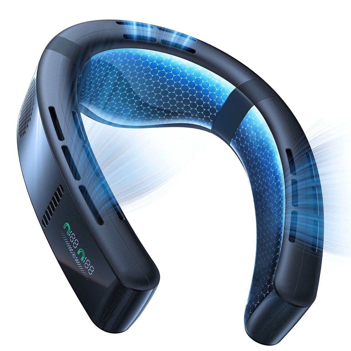 TORRAS - COOLiFY Cyber Neck Air Conditioner, Cooling, Heating, and Fan Rechargeable with 6000mAh - Cascade Black