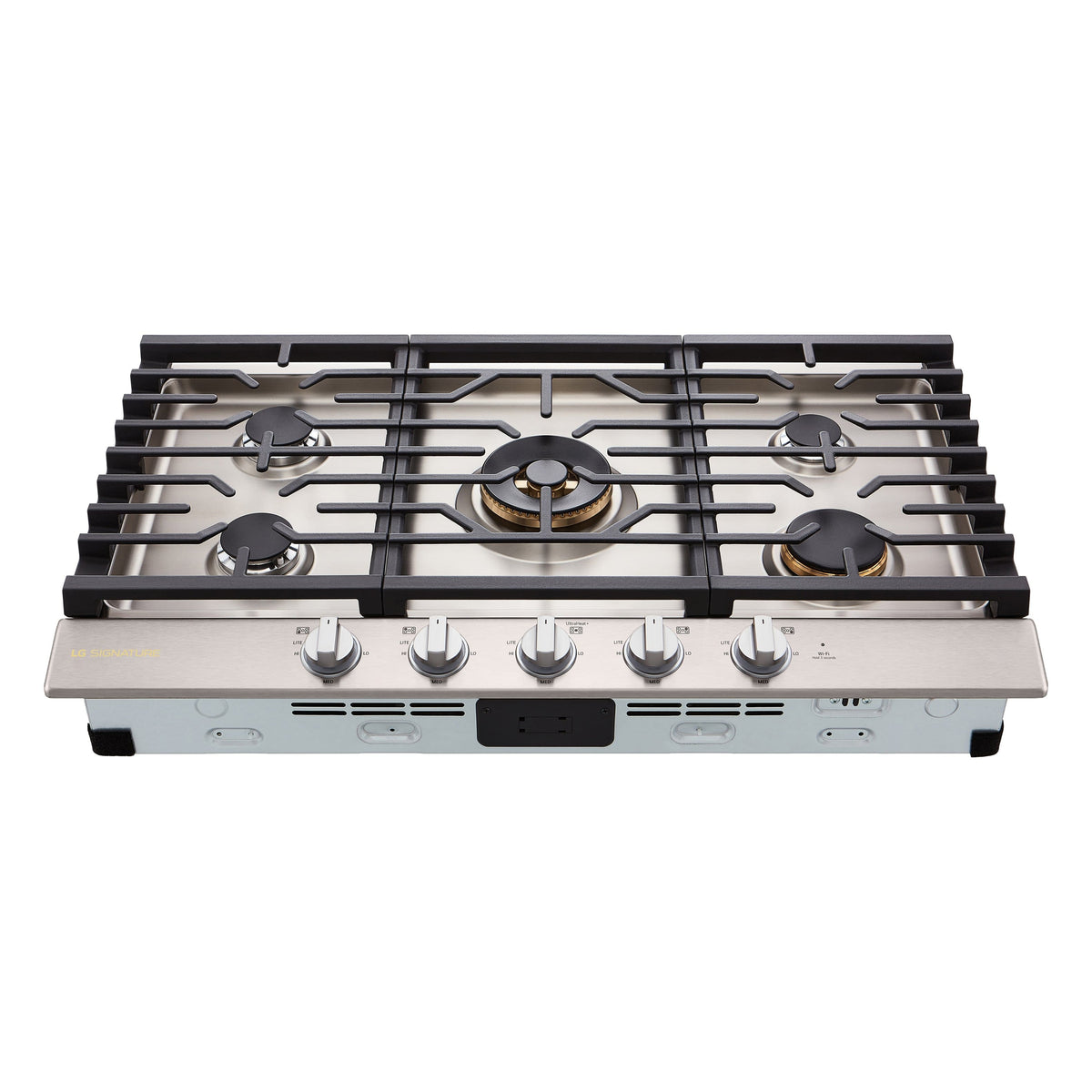 LG - SIGNATURE 36-in Wide Built-In Smart Gas Cooktop with 5 Burners, 24K BTU UltraHeat Dual Burner and LED Illuminated Knobs - Stainless Steel