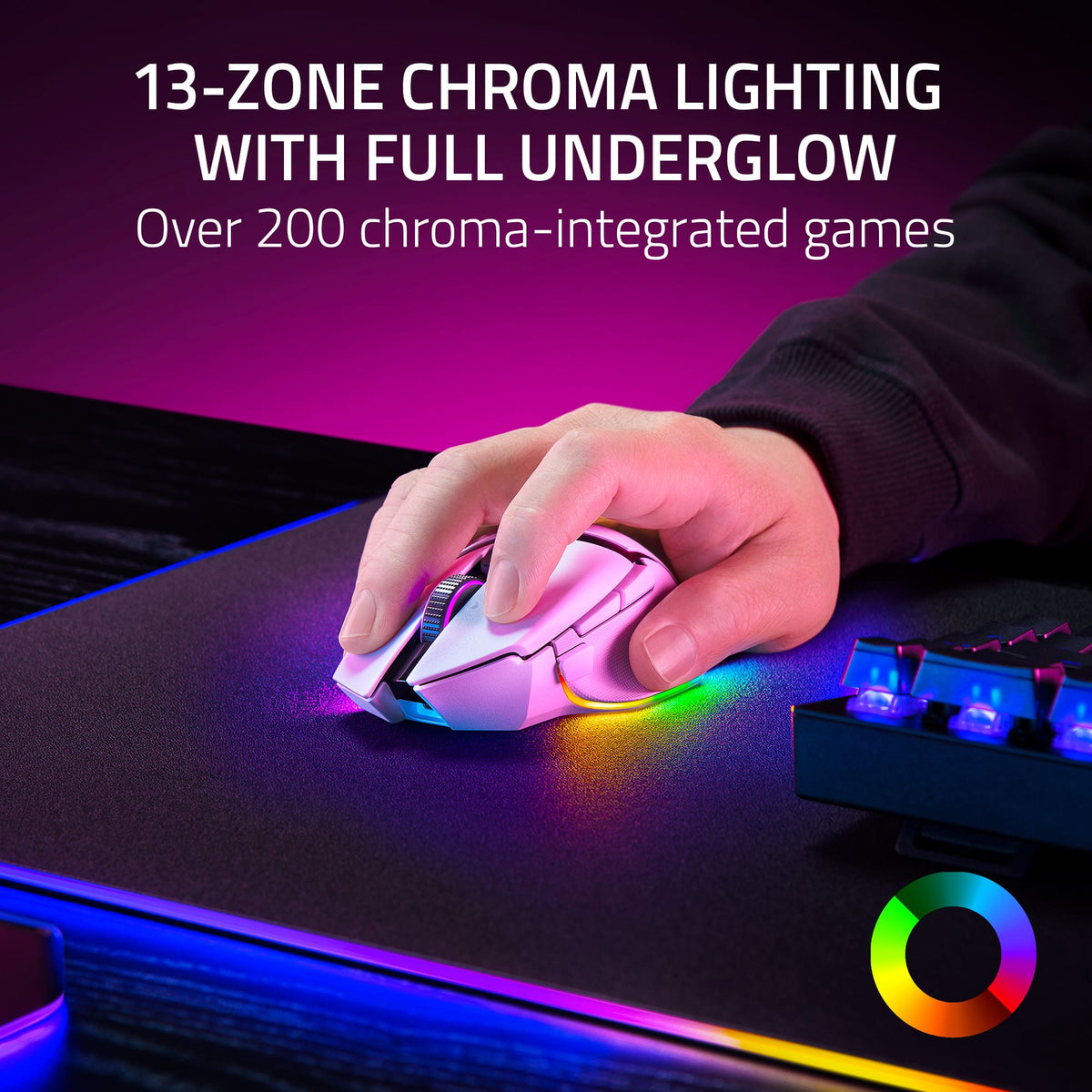 Razer - Basilisk V3 Pro Optical Gaming Mouse with HyperScroll Tilt Wheel - Wireless - White