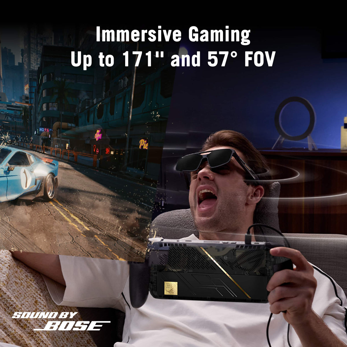 ASUS - ROG XREAL R1 Edition 20 Gaming AR Glasses - 171" FHD 240Hz 0.01ms for ROG Ally, PC, and Console (B/Broad IPD 66-75mm) - Black