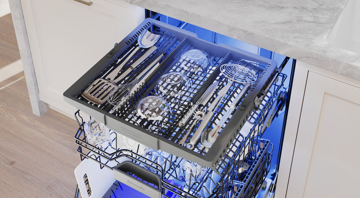 Thermador - Sapphire 24" Top Control Smart Built-In Stainless Steel Tub Dishwasher with 3rd Rack and Interior Light, 44 dBA - Custom Panel Ready