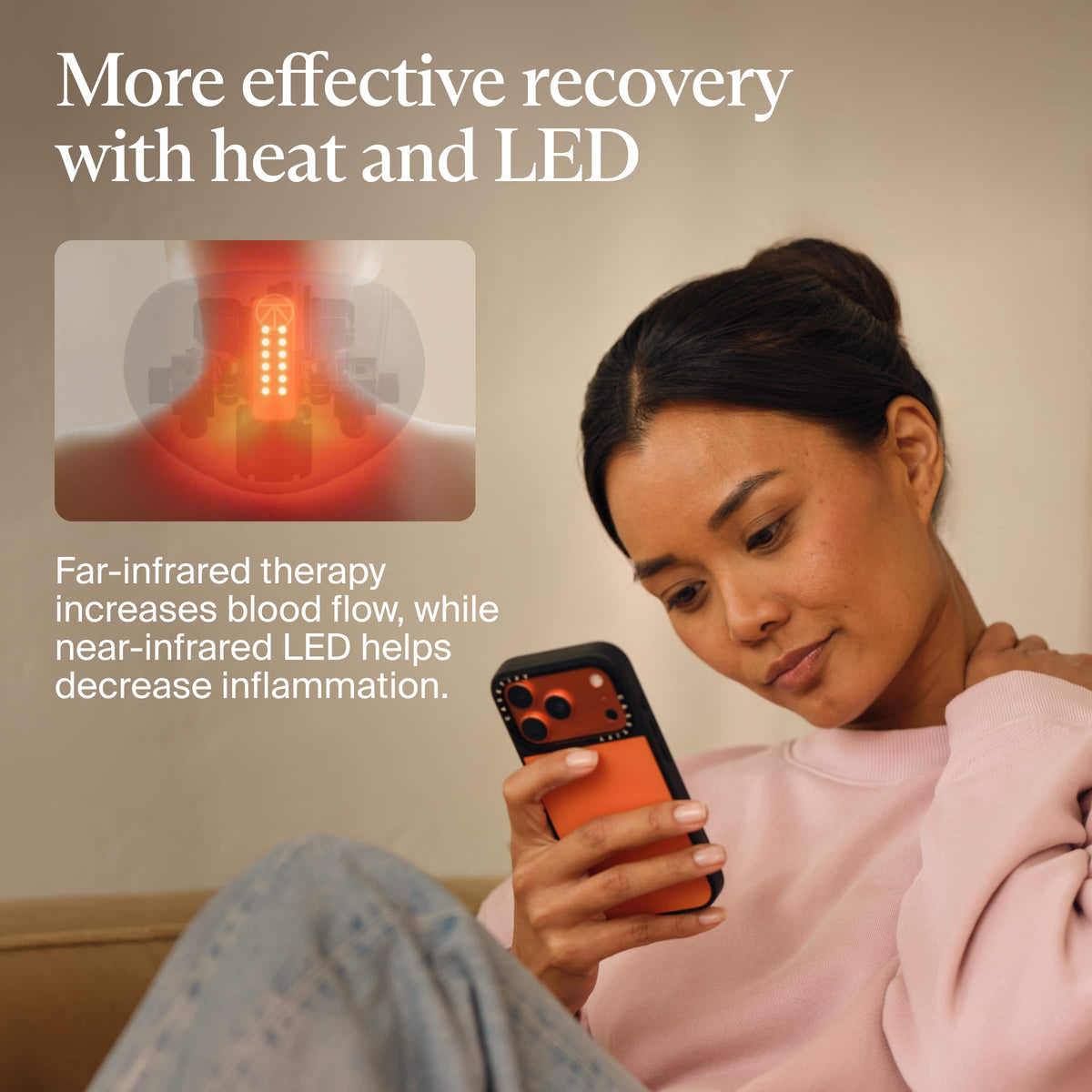 Therabody - ThermNeck & Upper Back - Wearable Neck Massager for Pain, Stiffness & Tension Relief - Navy