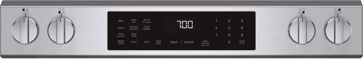 GE Profile - 30 in. Wide 4 Elements 5.3 Cu. Ft. Slide-In Electric Induction Convection Range with Air Fry and EasyWash Oven Tray - Stainless Steel