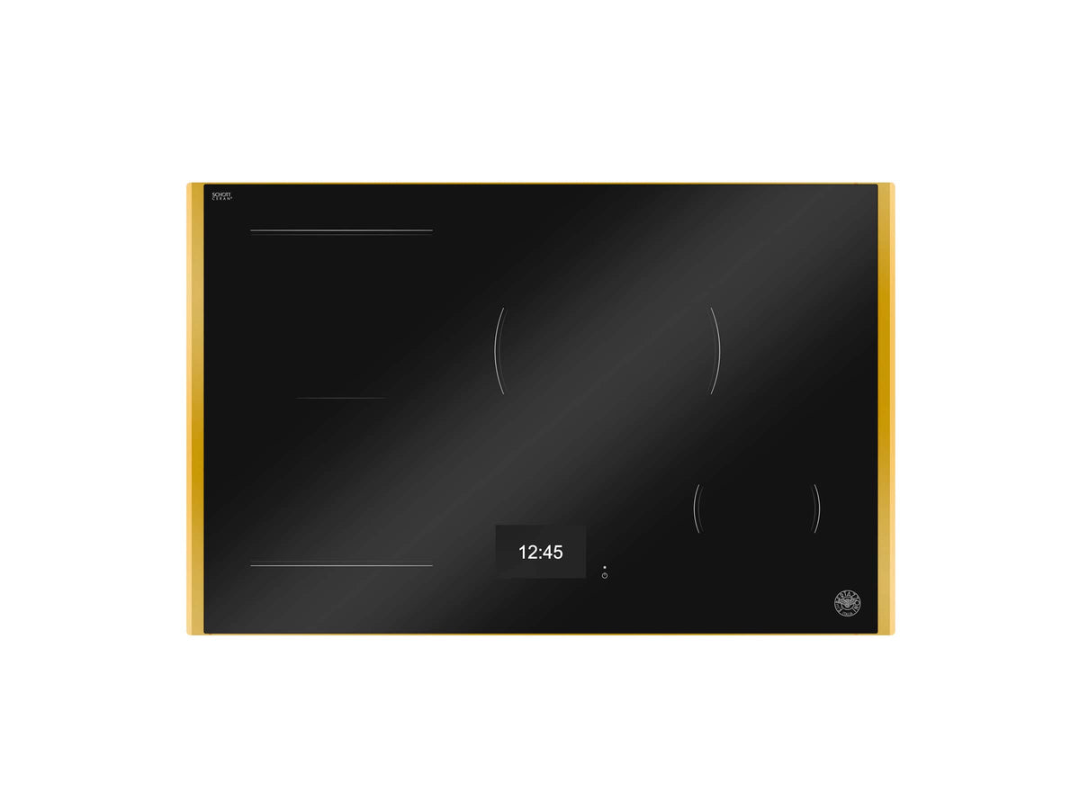 30" Bertazzoni Induction Cooktop - Black with Gold Metal Frame - Black Glass/Gold