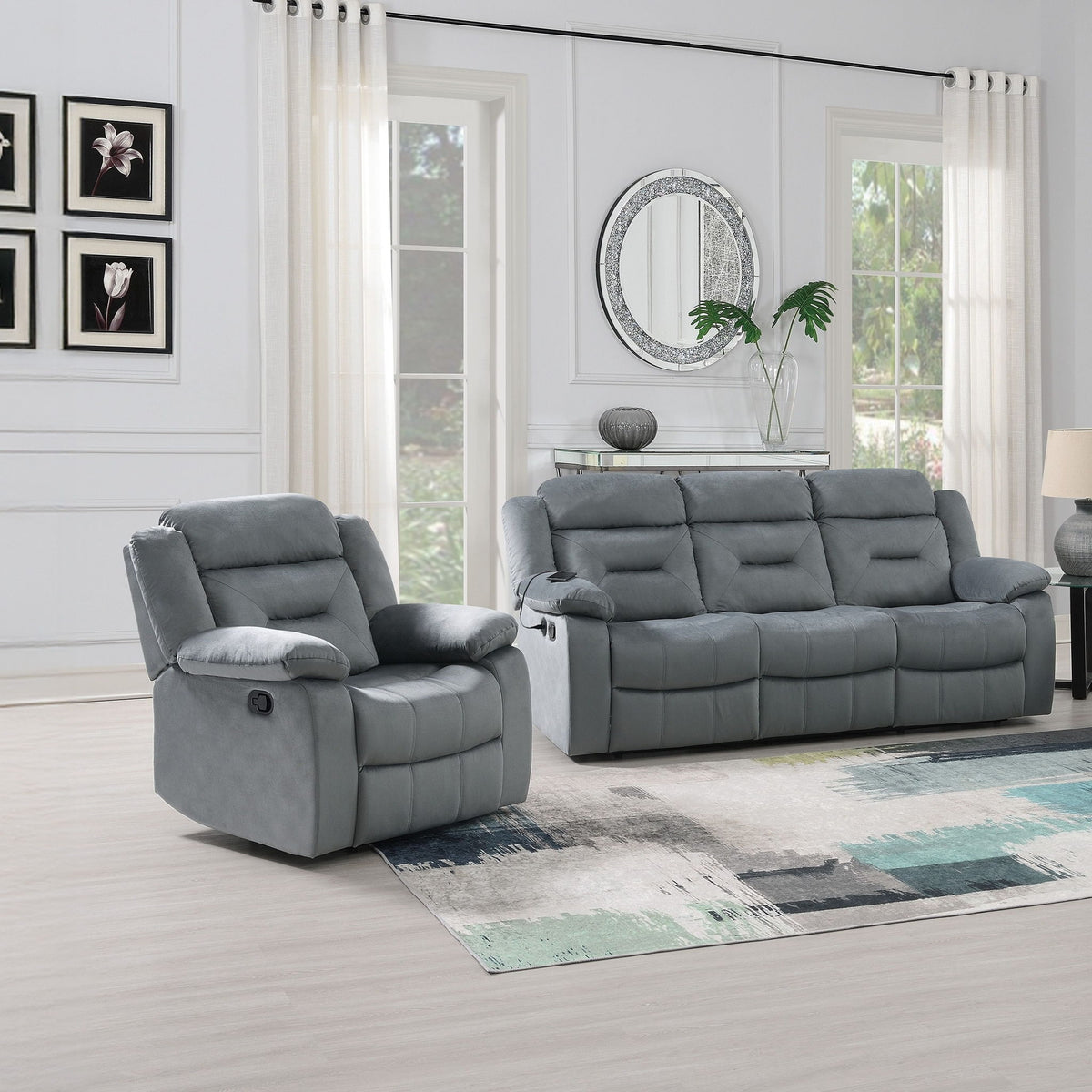 Juego de sala contemporáneo con brazos de almohada y soporte para la cabeza