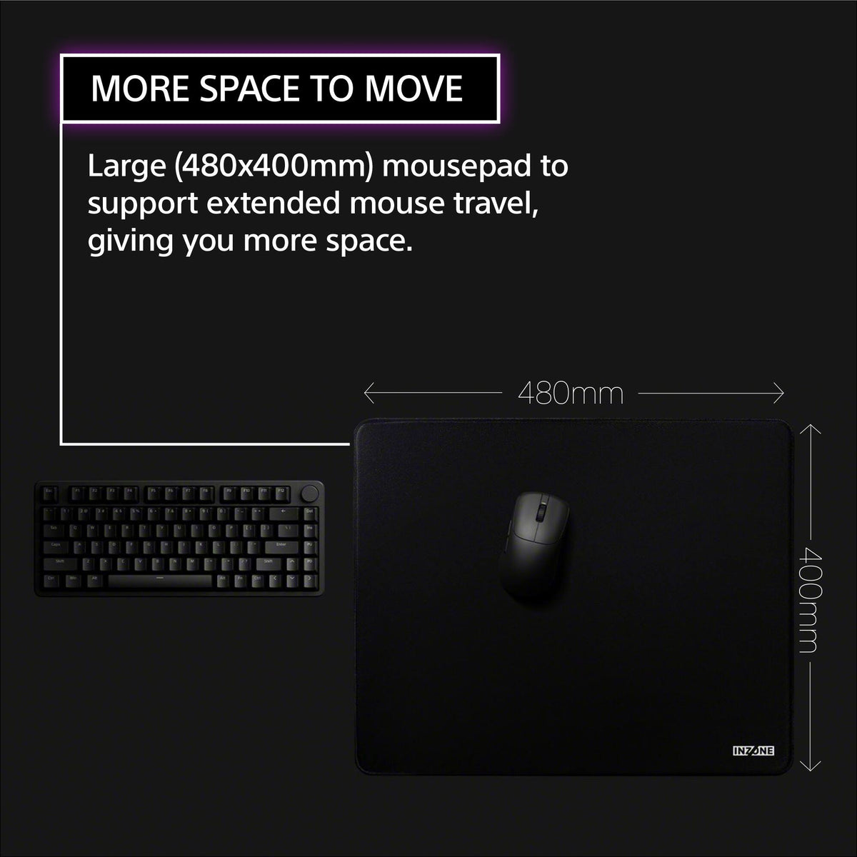 Sony - INZONE Mat-F Control-Type Large 6mm Cloth Gaming Mousepad - Black