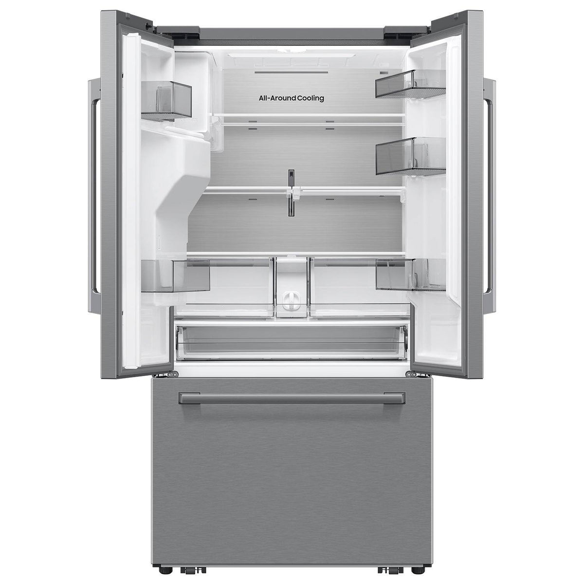 Samsung - 36 in. Wide Bespoke AI 29 cu. ft. 3-Door French Door Refrigerator with Zero Clearance Fit & Dual Auto Ice Maker - Stainless Steel