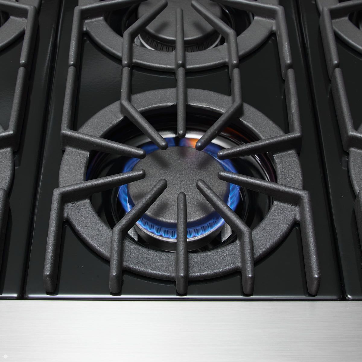 Viking - 48 in. Wide 8 Burner Pro 5 Series 6.1 Cu. Ft. Freestanding LP Gas Convection Range - Cast Black w. Brushed Brass - Cast Black