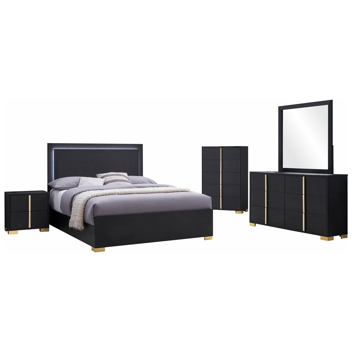 Jeremiah - Bedroom Set With LED Headboard