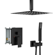 Dual Shower Head 10" Ceiling Mount Square Shower System With Rough In Valve - Matte Black
