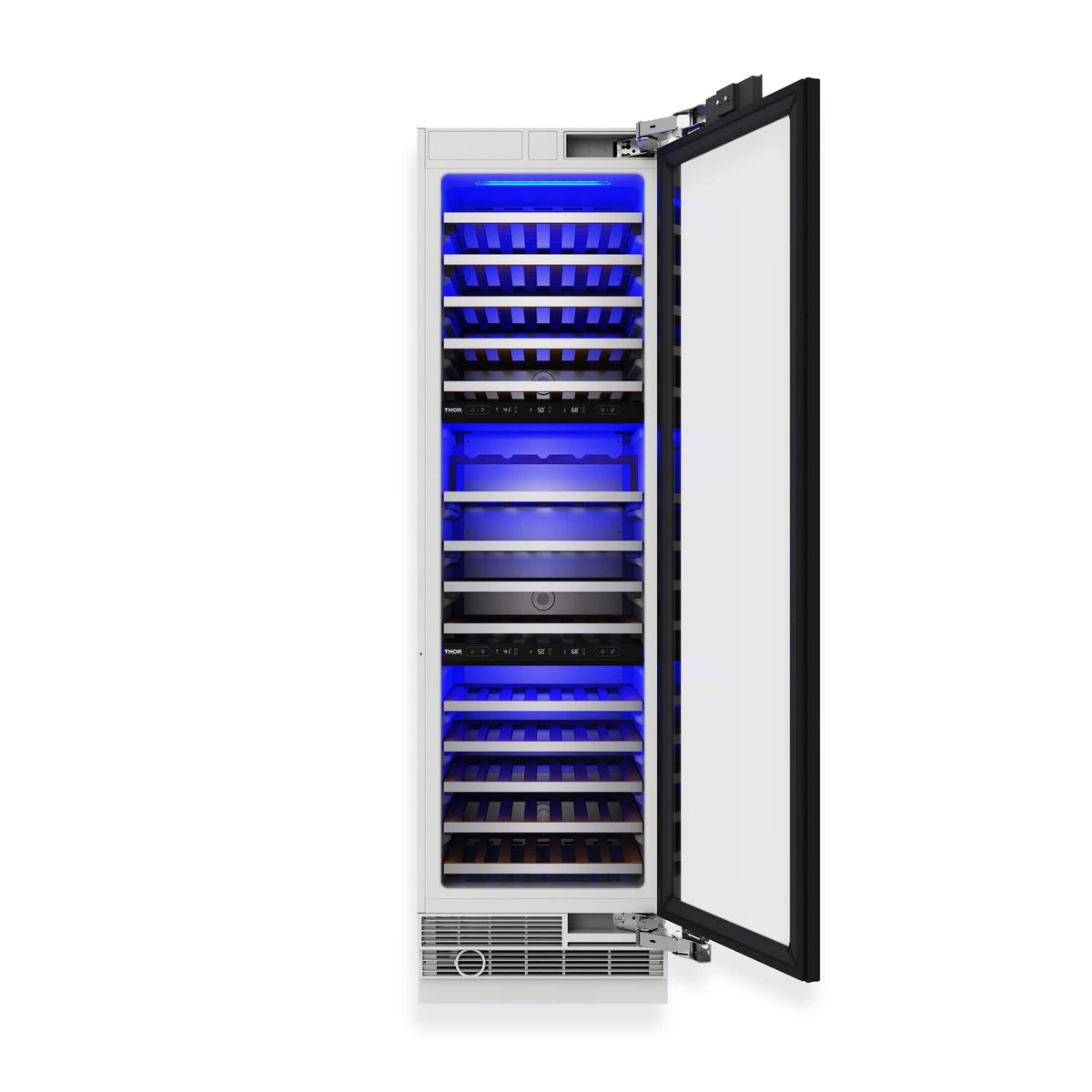 Thor Kitchen - 100 Bottle Tri-Zone Built-In Wine Cooler with Panels - Stainless Steel