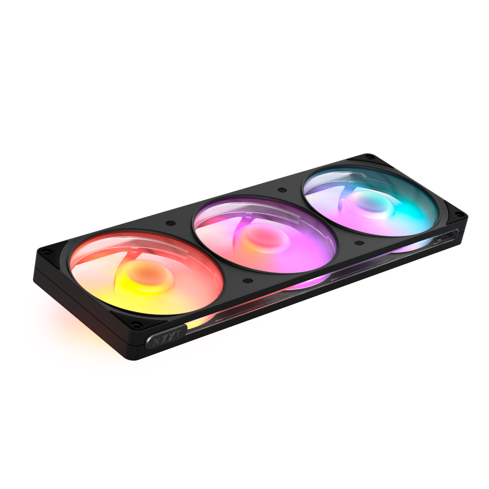 NZXT - F360 RGB Fan - 360mm Single-Frame Case Fan Unit with 3x 120mm PWM RGB Computer Case Fans - Black