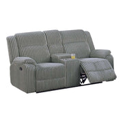 Motion Loveseat With Console Reclining Couch Plush Textured Seat - Smoke