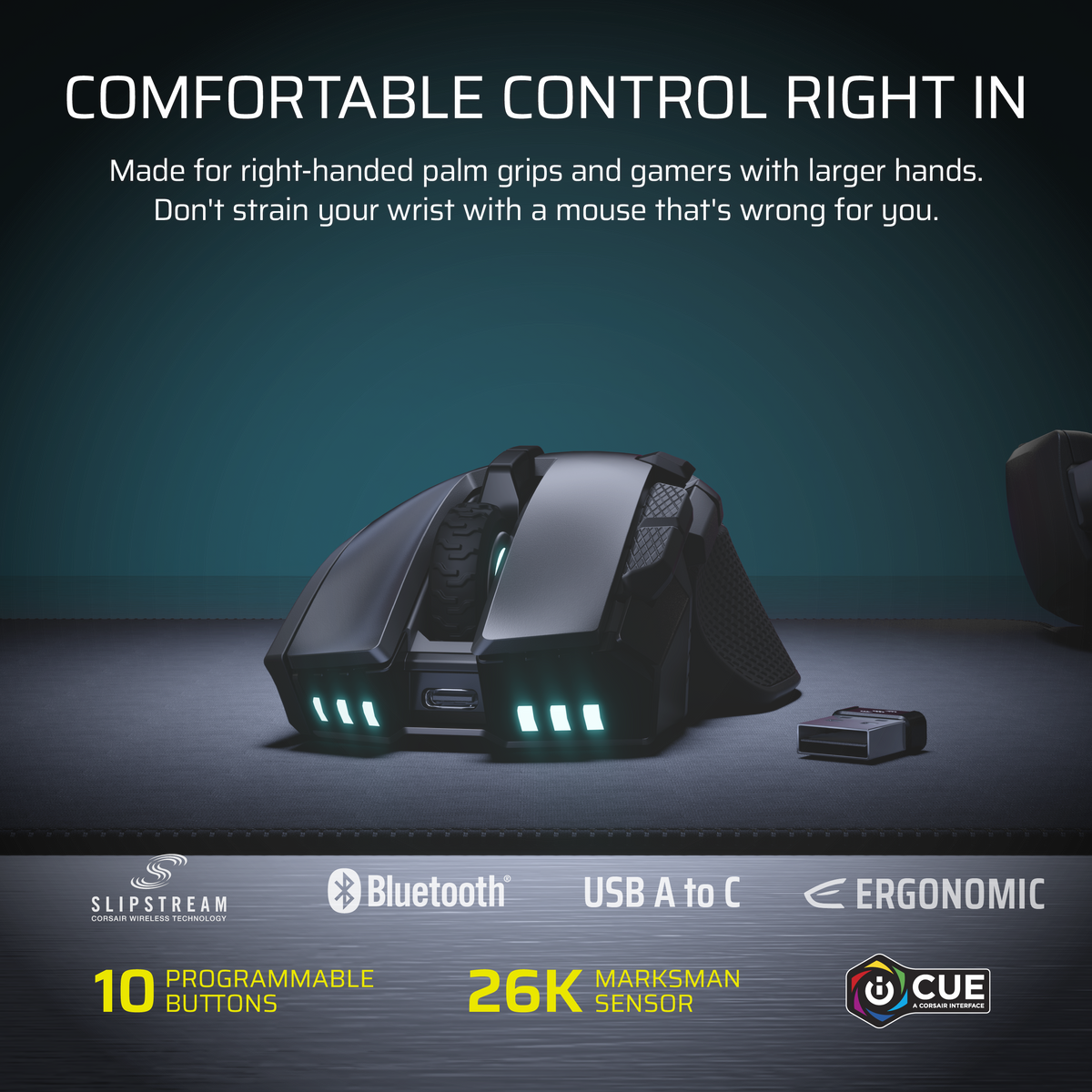 CORSAIR - IRONCLAW WIRELESS SE FPS/MOBA/MMO Optical Gaming Mouse - Wireless - Black