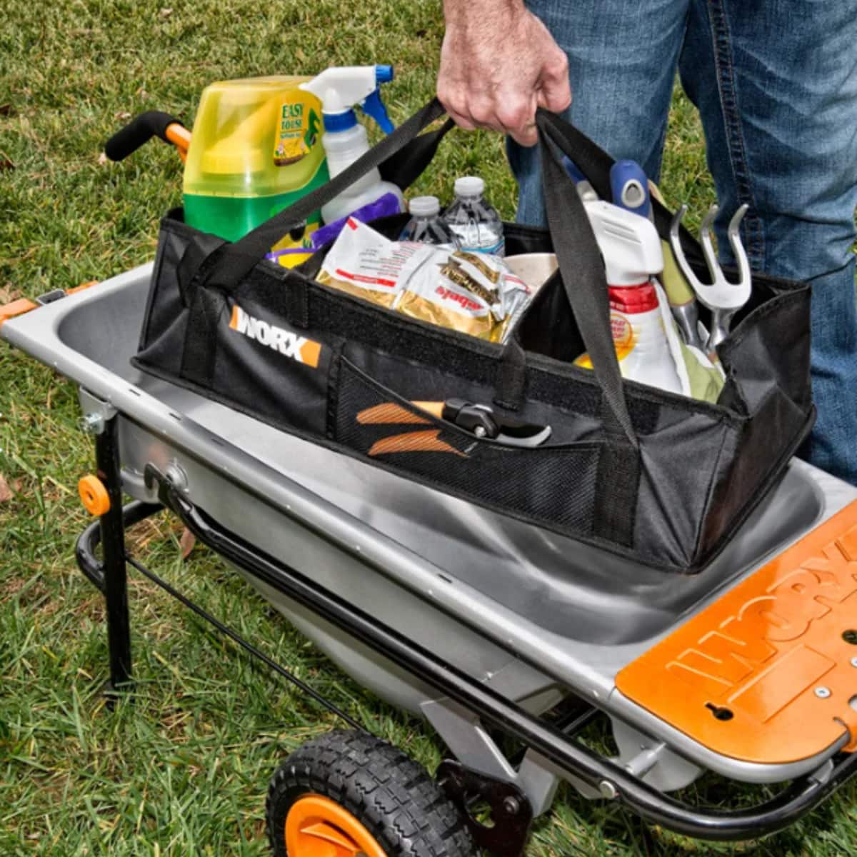 WORX - WA0234 Aerocart Wheelbarrow Adjustable Tub Organizer - Black