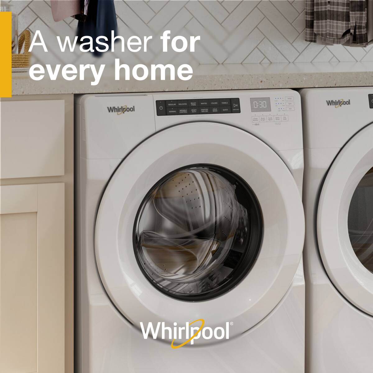 Whirlpool - 4.3 Cu. Ft. High Efficiency Stackable Front Load Washer with 35 Cycle Options - White