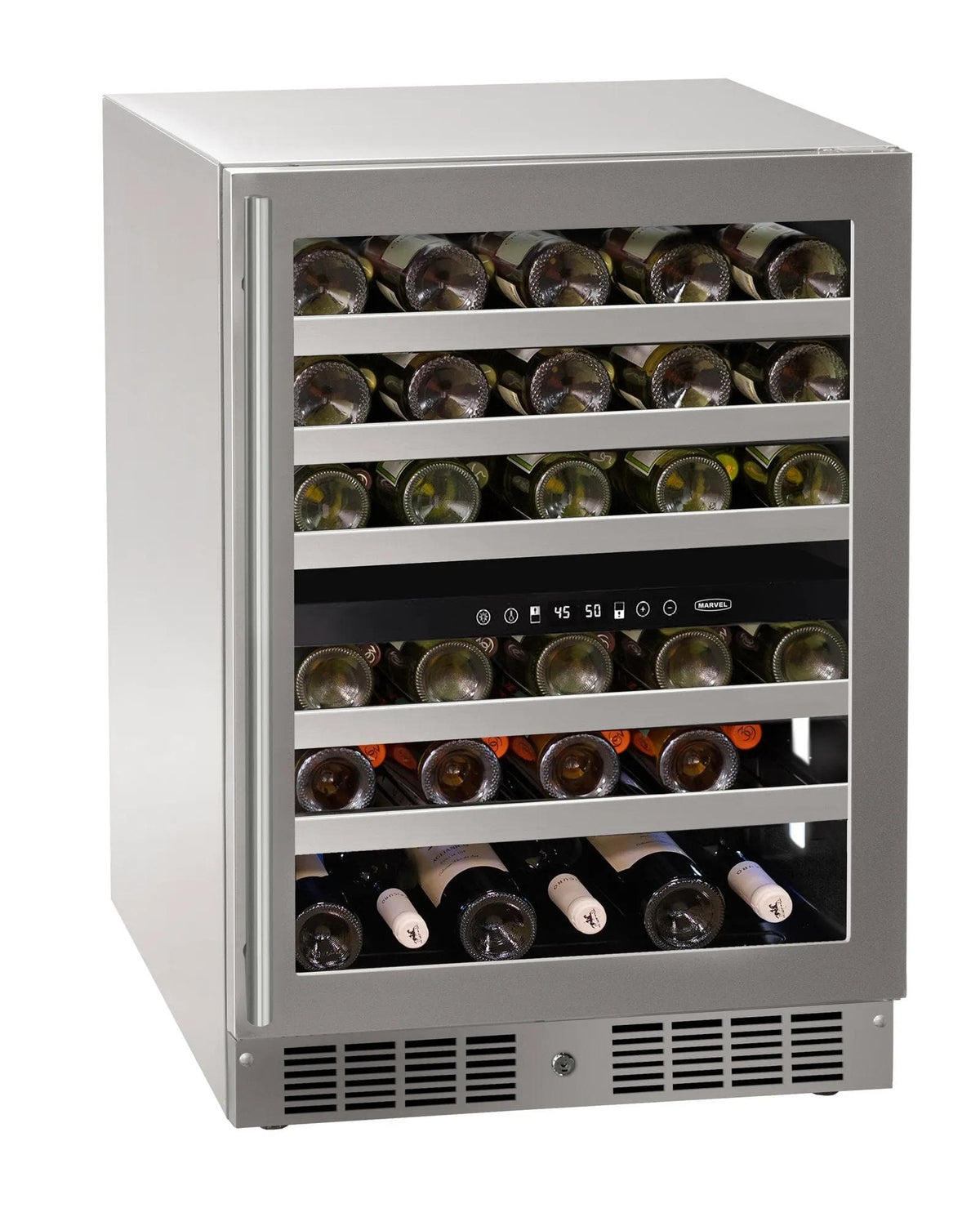 Marvel - 24"W. 5.1 Cu.Ft. Built-In Dual- Zone Wine Refrigerator- Frame/Glass - Stainless Steel