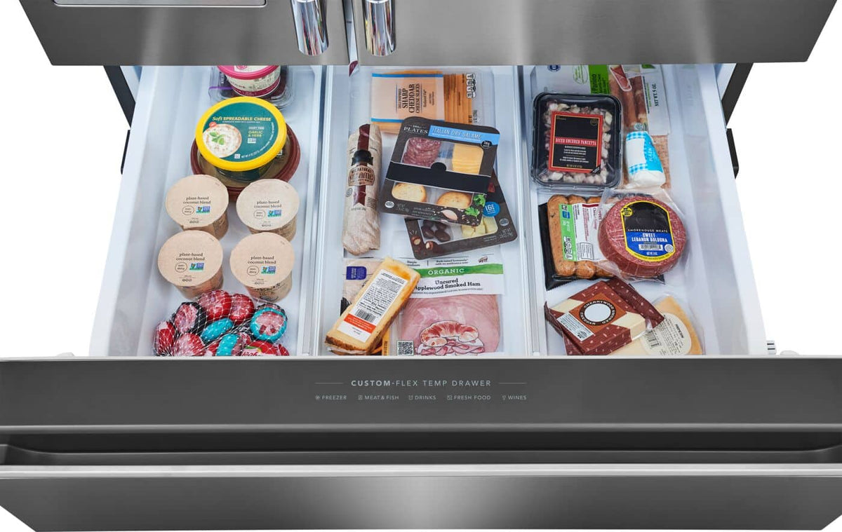 Frigidaire - Professional 36 in. Wide 26 Cu. Ft. Standard-Depth 4-Door French Door Refrigerator with Custom-Flex Temp Drawer - Stainless Steel