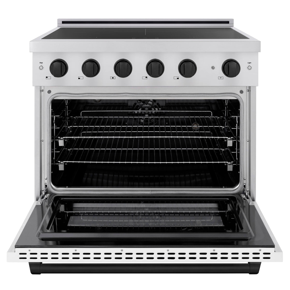 ZLINE - 36 in. Wide 5 Elements Autograph 5.2 cu. ft. Paramount Freestanding Induction Range with Black Accents with White Door - Matte White