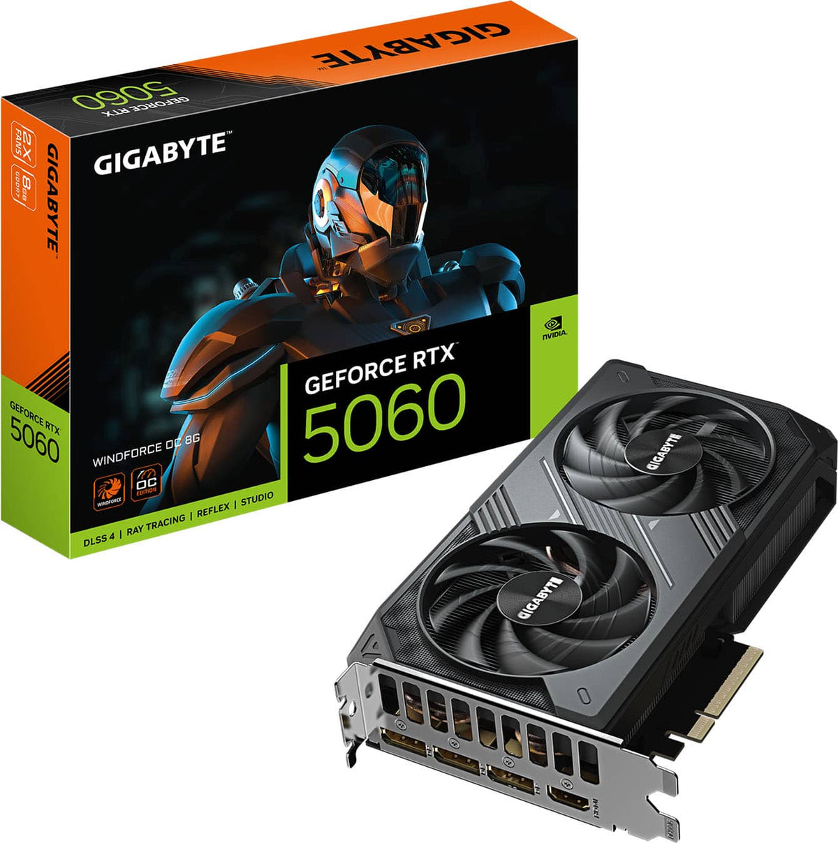 GIGABYTE - GeForce RTX 5060 WINDFORCE OC 8G Graphics Card, 8GB 128-bit GDDR7, PCIe 5.0, WINDFORCE cooling system - Black