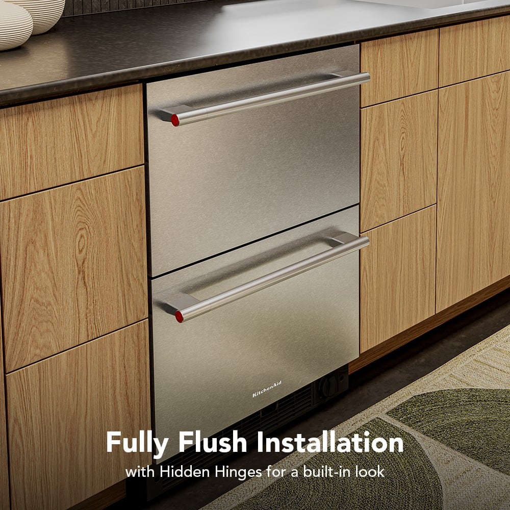 KitchenAid - 4.2 Cu. Ft. Undercounter Double-Drawer Refrigerator/Freezer - Custom Panel Ready
