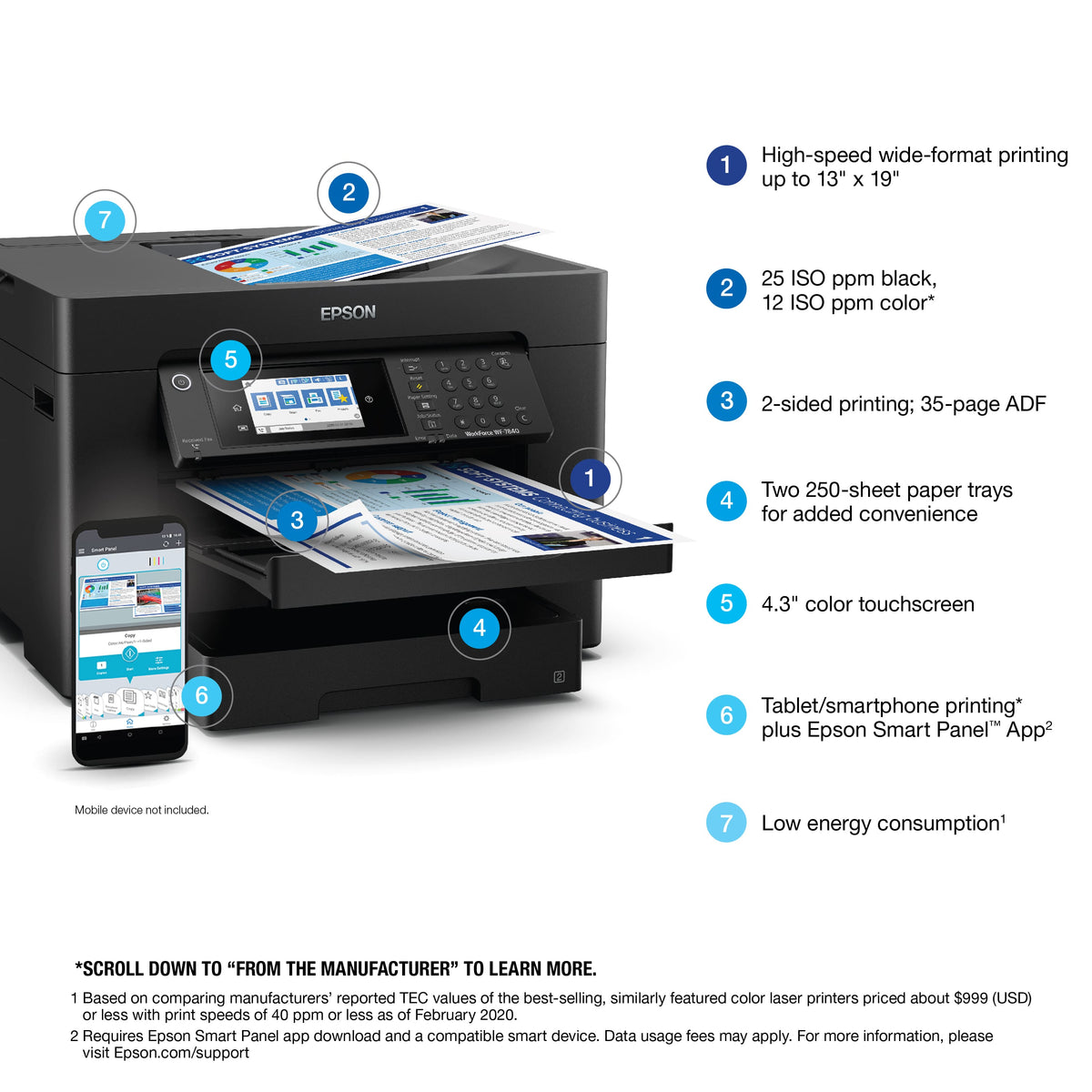 Epson - WorkForce Pro WF-7840 Wireless Wide-format All-in-One Inkjet Printer - Black