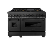 ZLINE - 48 in. Wide 8 Burner 6.0 cu. ft. Freestanding Legacy Dual Fuel Range with Gas Cooktop and 2 Ovens in Black Steel - Multicolor