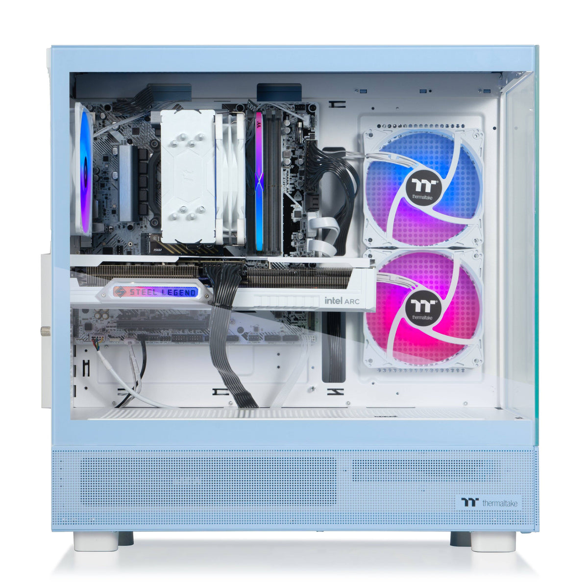 Thermaltake - LCGS View i1458H-270 Gaming Desktop Intel Core i5-14400F 2025 - 16GB DDR5 Intel Arc B580, 1TB NVMe M.2 - Light Blue