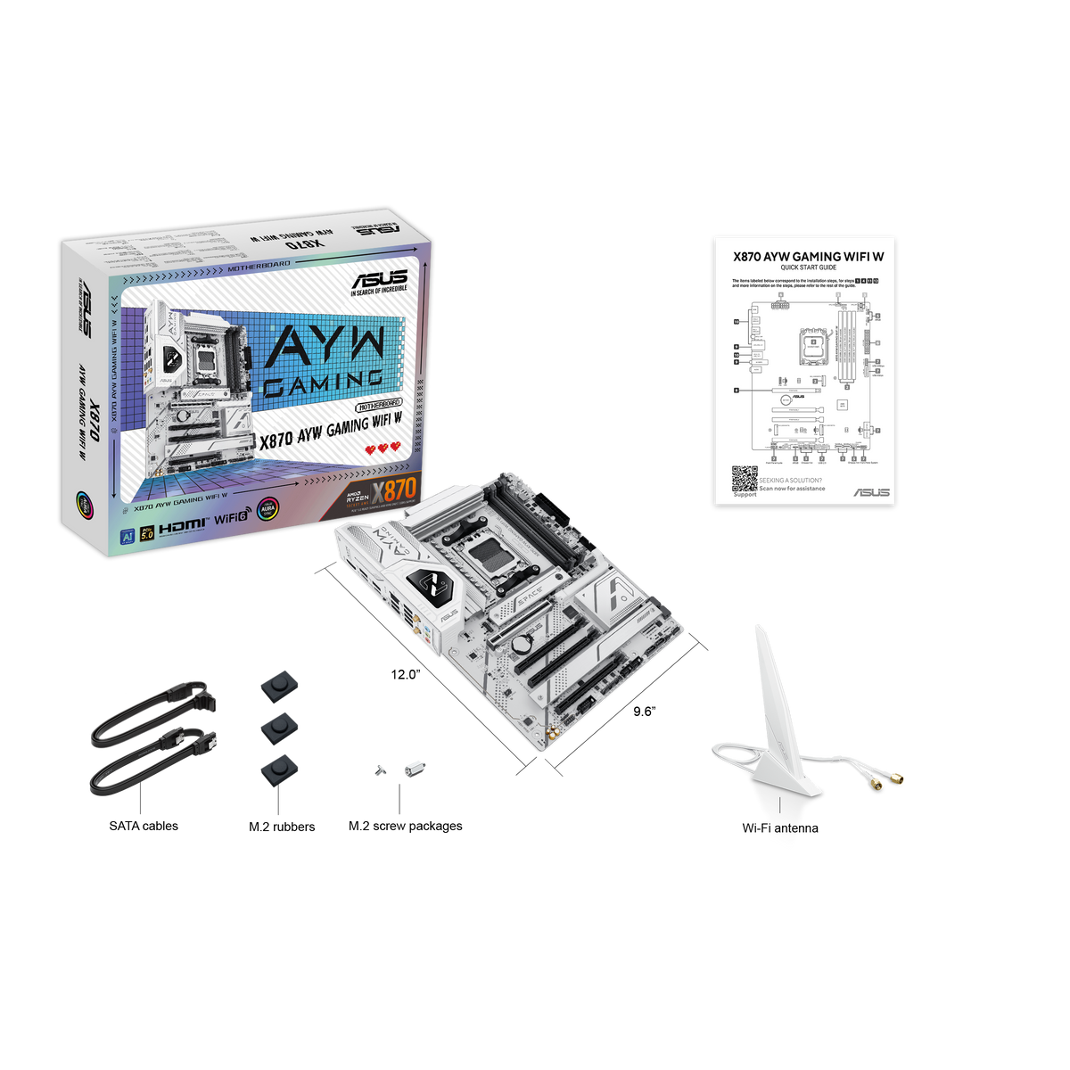ASUS - X870 AYW GAMING (Socket AM5) AMD X870 ATX DDR5 Wi-Fi 6 AX Motherboard - White