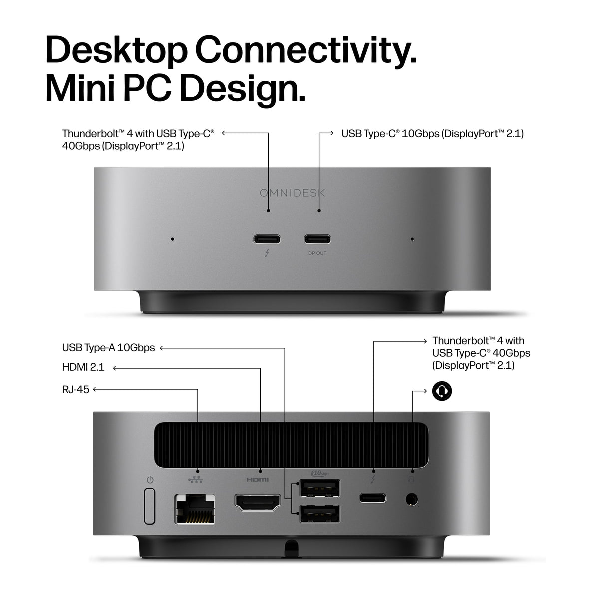 HP - OmniDesk Mini PC with Quad Display Support - Intel Core Ultra 7 356H - 16GB Memory - 512GB SSD - Smoke Silver