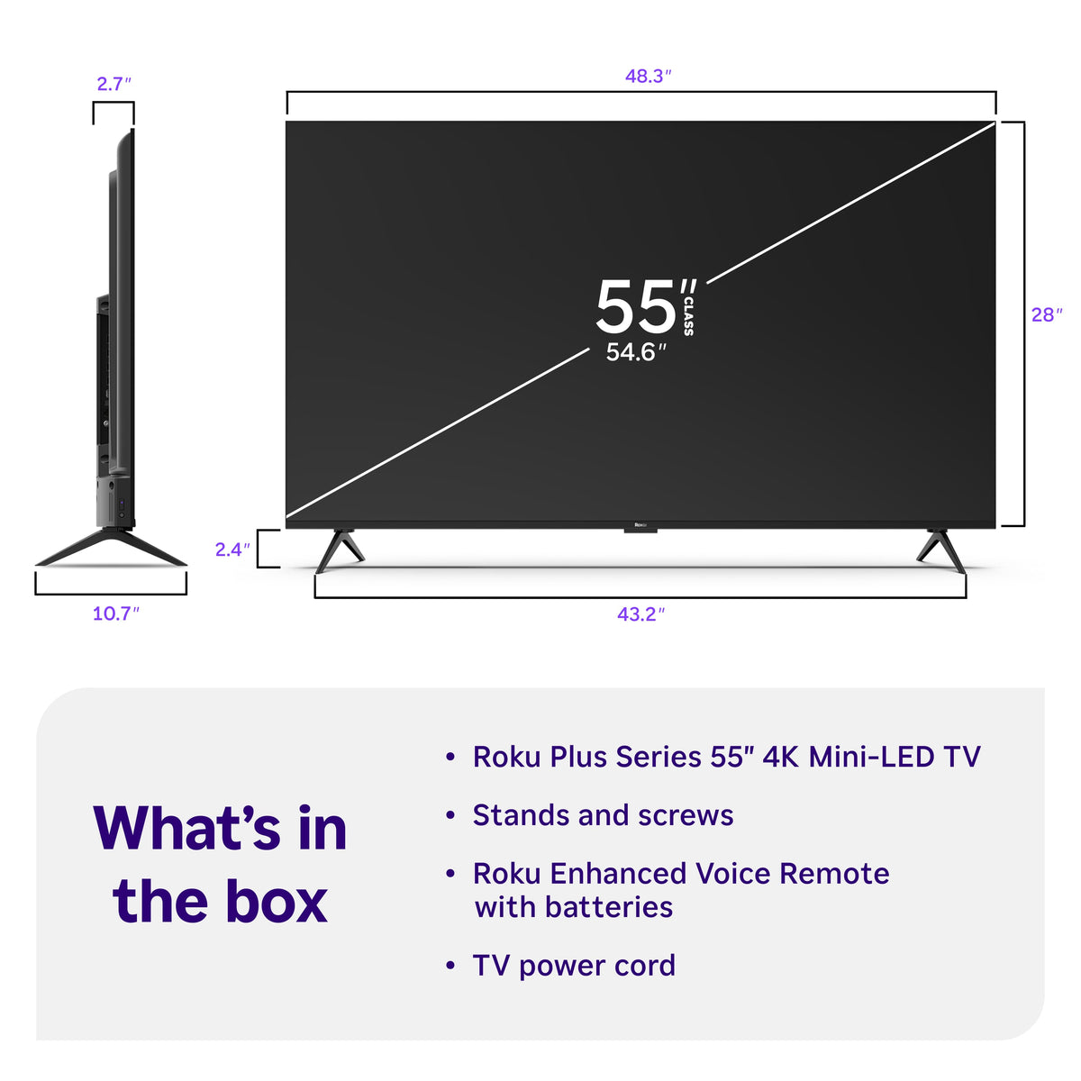 Roku - 55" Class Plus Series 4K QLED Mini-LED Smart RokuTV (2026)