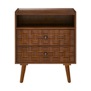 Nightstand With Charging Station, 2 Drawer Bedside Table With Shelf And USB / AC Ports