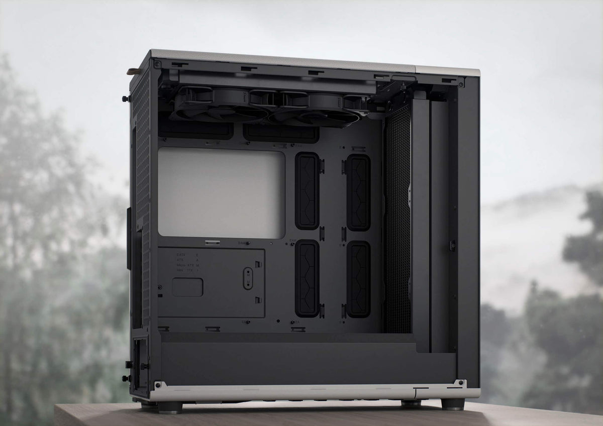 Fractal Design - North XL Chalk White Chassis with Oak Front and Clear TG Side Panel Mid-Tower PC Case - White