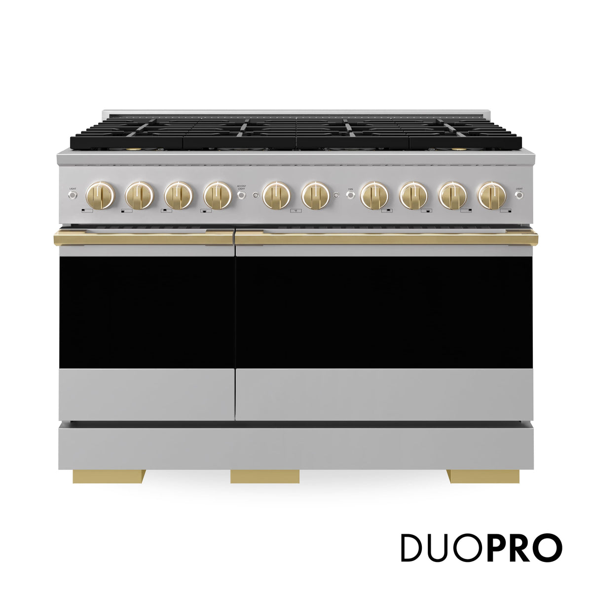ZLINE - Autograph 48 in. 6.7 cu. ft. Marino Freestanding DuoPro Dual Fuel Range with Convection Oven & Gold Accents - Stainless Steel