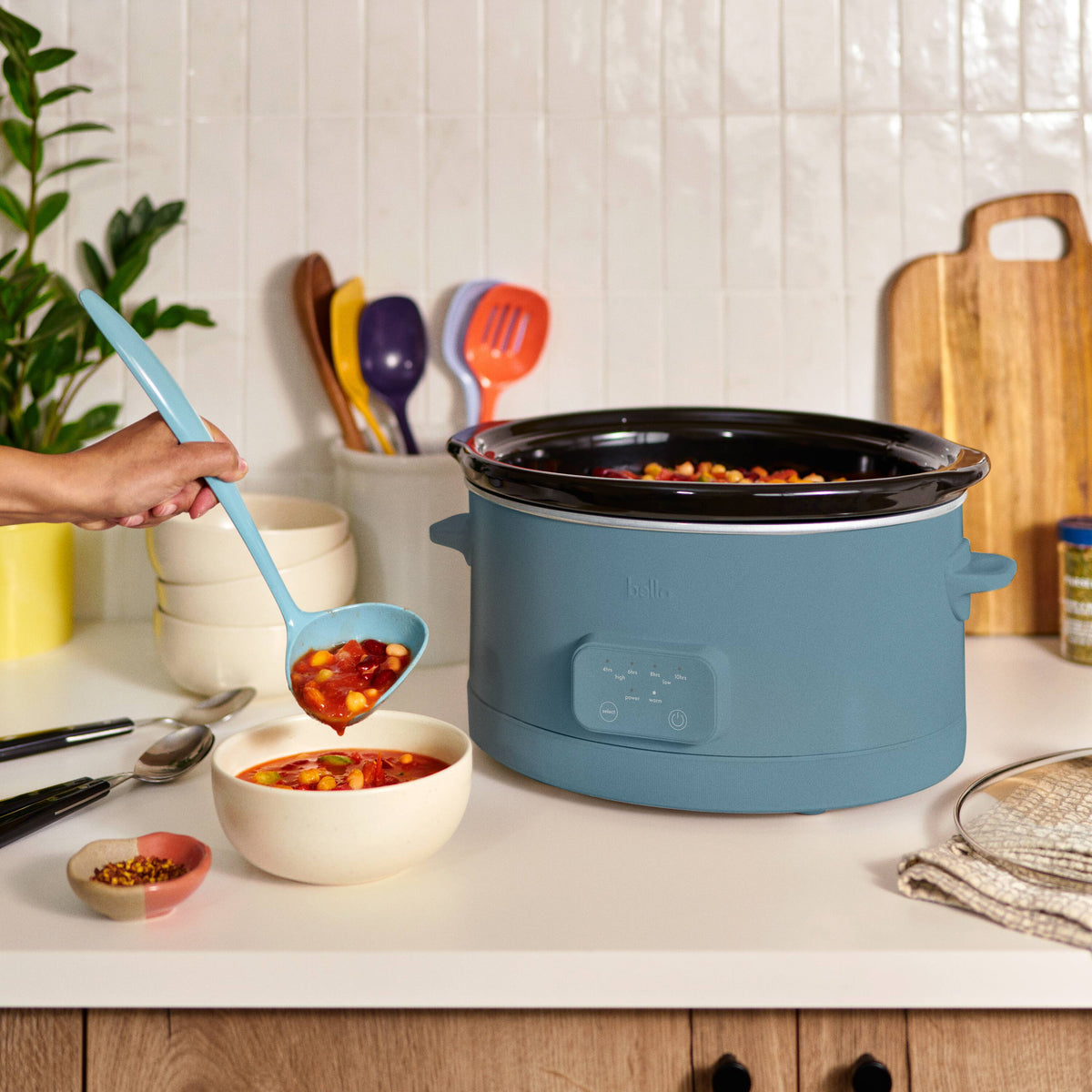 Bella - 6-qt. Programmable Slow Cooker - Surf