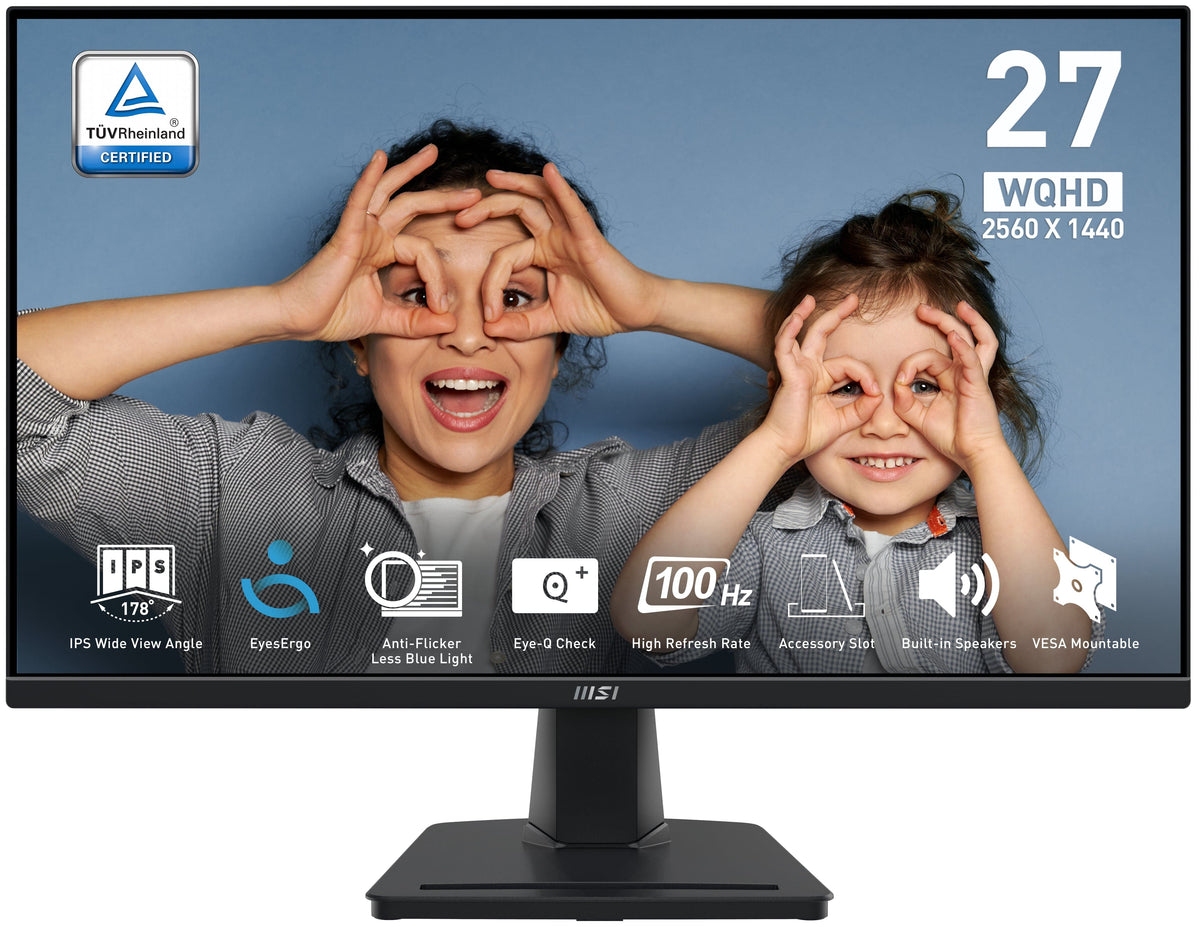 MSI - PRO MP275Q 27" QHD 100Hz 1ms Adaptive Sync Monitor with built-in speaker (DisplayPort, HDMI, ) - Black