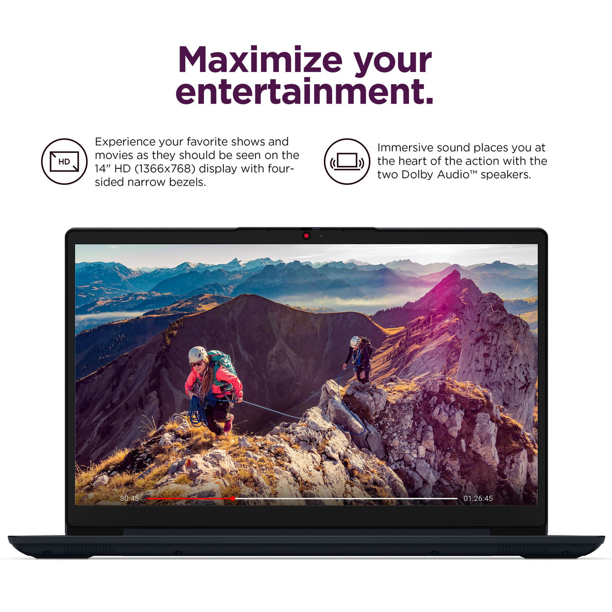 Lenovo - IdeaPad 1 14" HD Laptop - Intel Celeron N4020 2019 - 4GB Memory with 128GB eMMC Storage - Abyss Blue