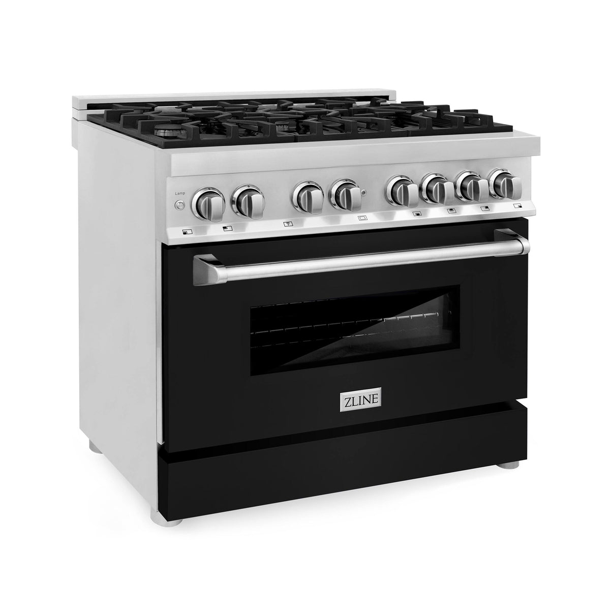 ZLINE - 36 in. Wide 6 Burner Legacy Dual Fuel Range with Cooktop and Electric Oven (RA-BLM-36) - Satin Steel/White