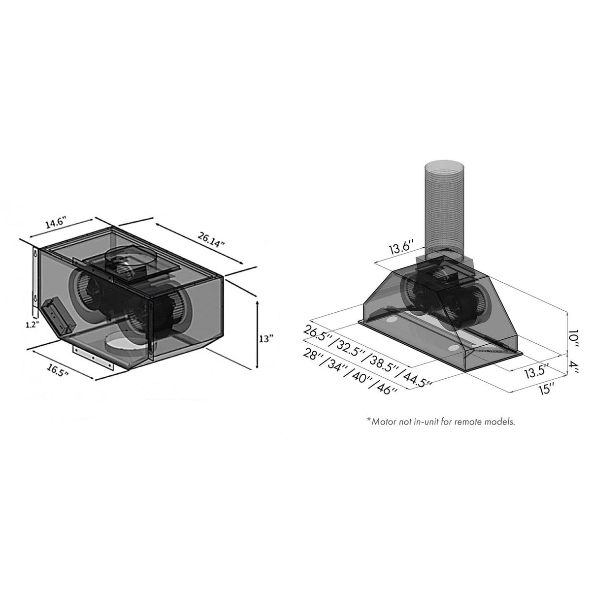 ZLINE - 40 inches - Externally Vented - Range Hood Insert - Stainless Steel