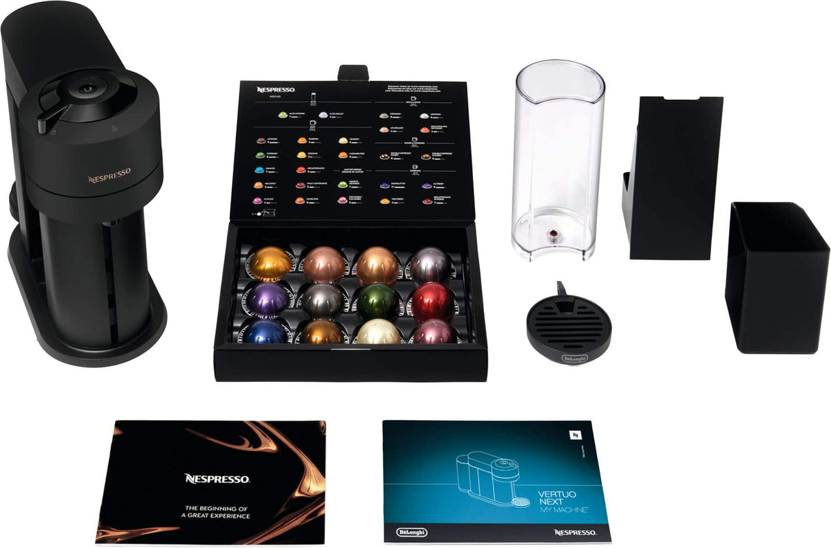Nespresso - Vertuo Next Coffee and Espresso Maker by De'Longhi, Matte Black with Aeroccino Milk Frother - Black Matte