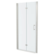 Frameless Bi Fold Shower Door With Tempered Glass - Brushed Silver