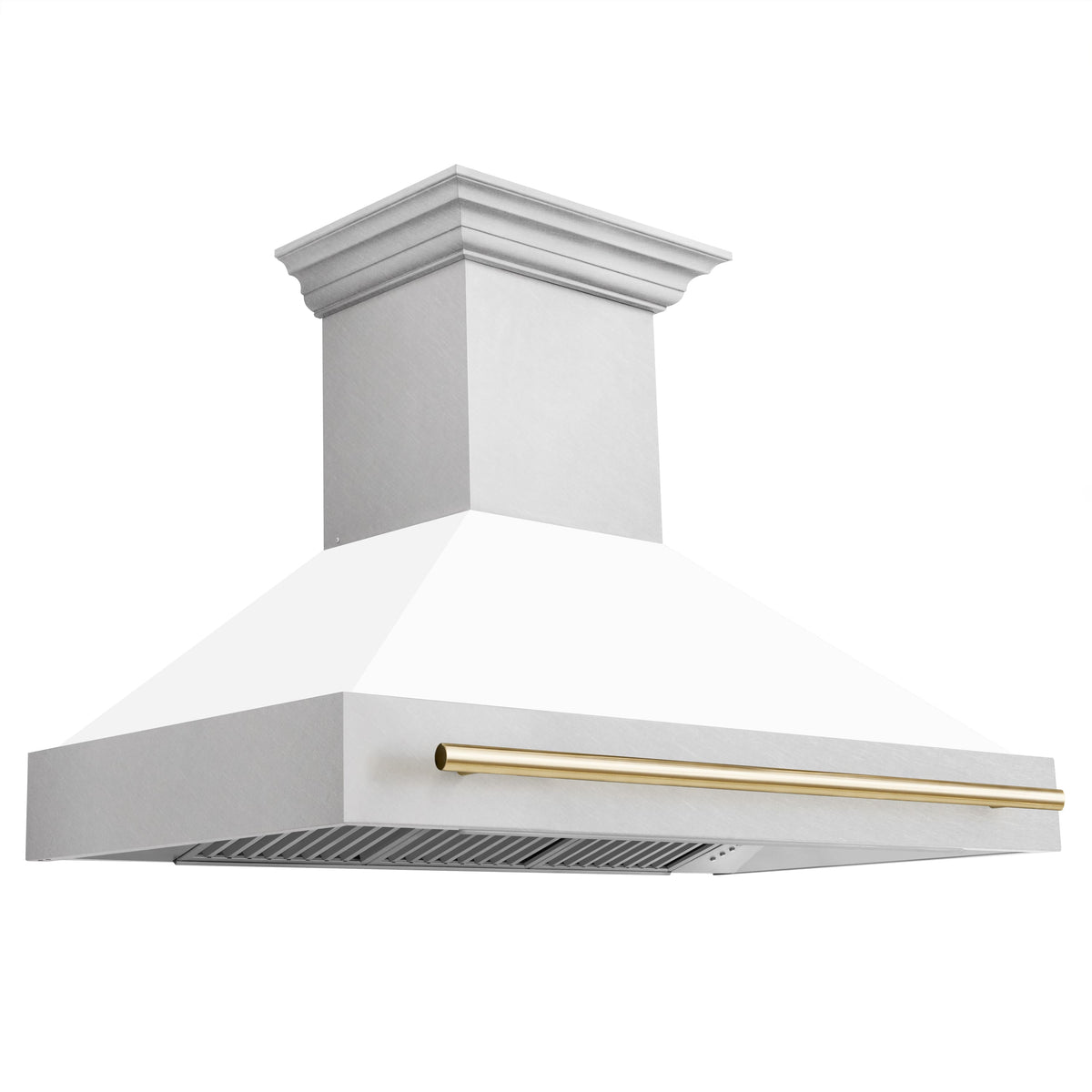 ZLINE Autograph Edition - 48 inches - Externally Vented - Wall Range Hood - Satin Stainless Steel with White Matte Shell