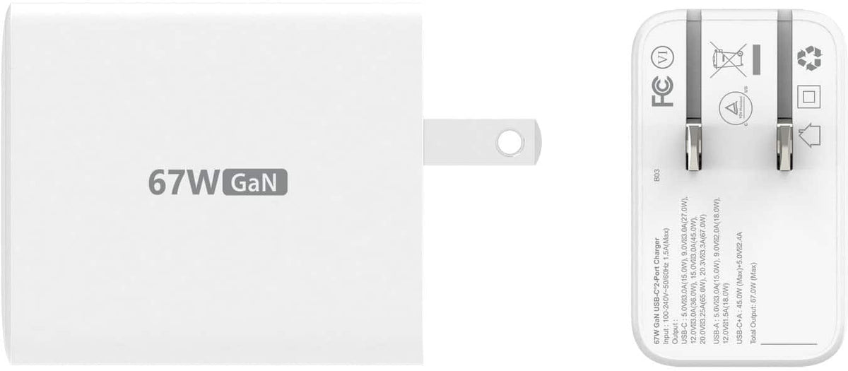j5create - 67W GaN USB-C® 2-Port Charger - White