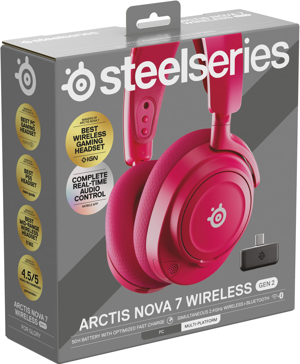 SteelSeries - Arctis Nova 7 Gen 2 Wireless Over-The-Ear Multi Gaming Headset for PC, PS5, Switch, Handheld - Magneta