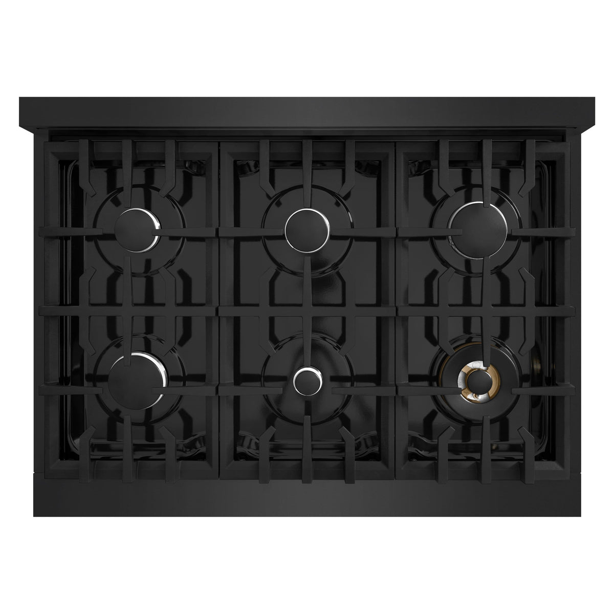ZLINE - 36 in. Classic Gas Rangetop with 6 Burners and Porcelain Cooktop in Black Stainless Steel (RTB2-36) - Black Stainless Steel
